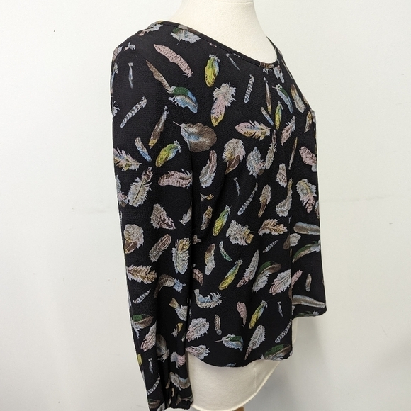 NOIR Black Blouse with Feathers L - Picture 8 of 12